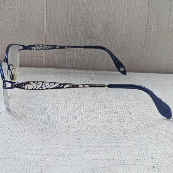 FYSH Women Eyeglasses Frame M101 Blue Tone Half Rim Glasses Eye Wear - Picture 8 of 12